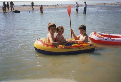 Our children having fun at Camber Sands, Rye, East Sussex